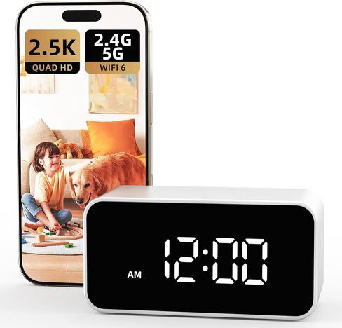 2K Wireless Clock Camera – AI Motion Detection, Remote Access via App, Dual‑Band 2.4/5GHz WiFi, Home Security Camera for Baby/Nanny Monitoring, Office, Pet in Kuwait