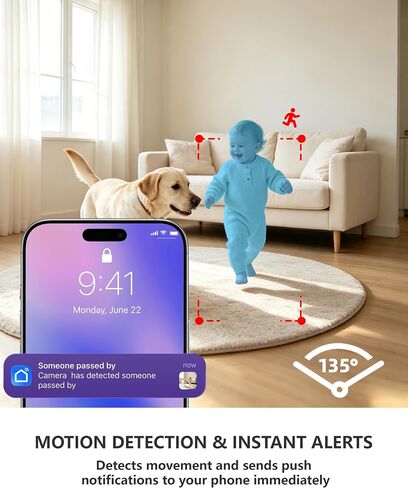 2K Wireless Clock Camera – AI Motion Detection, Remote Access via App, Dual‑Band 2.4/5GHz WiFi, Home Security Camera for Baby/Nanny Monitoring, Office, Pet in Kuwait