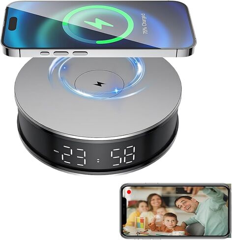 3-in-1 Hidden Camera Clock, Wireless Spy Cameras with Night Vision/Motion Detection Alarm/App Control/SD Storage/Nanny Cam for Home Security Indoor. in Kuwait