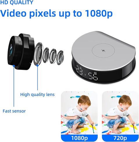 3-in-1 Hidden Camera Clock, Wireless Spy Cameras with Night Vision/Motion Detection Alarm/App Control/SD Storage/Nanny Cam for Home Security Indoor. in Kuwait