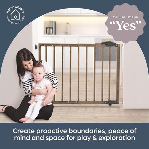 Nottingham Driftwood Wooden Baby Gate - Adjustable 27.5-41" Wide, 28in Tall – Hardware Mounted Swing Gate or Pressure Mounted Barrier - Kids & Pets Gate for Doorways, Hallways & Stairs in Kuwait