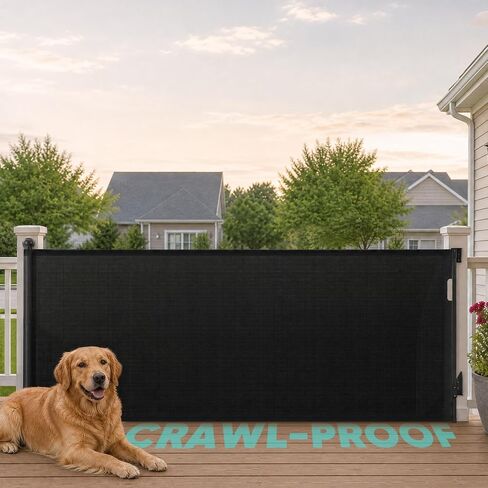 Sekey Retractable Baby Gates for Stairs & Doorways, Crawl-Proof Mesh Safety Gate for Toddlers & Dogs, 34" Tall Expands to 55" Wide,One-Hand Operation Hardware Mounted Gate for Indoor Outdoor in Kuwait