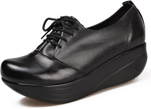 Women's Lace up Wedge Rocker Loafers with Arch Support Comfortable Round Toe Platform Non-Slip Comfy Mam Walking Oxfords for Work Causal in Kuwait