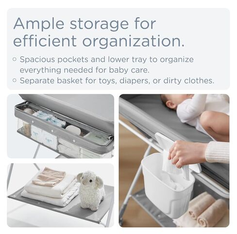 KUB Portable Baby Changing Table, Foldable Diaper Changing Table with Wheels for Nursery, Toddler Changing Table with Adjustable Height, Portable Changing Table for Newborn, Infant Grey in Kuwait