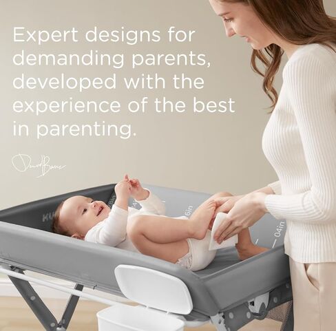 KUB Portable Baby Changing Table, Foldable Diaper Changing Table with Wheels for Nursery, Toddler Changing Table with Adjustable Height, Portable Changing Table for Newborn, Infant Grey in Kuwait
