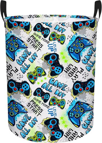 Boys Hamper for Bedroom – Large Capacity Gamer Laundry Basket, Stylish & Durable Kids Clothes Hamper with Handles, Perfect for Toy Storage & Room Decor (Blue) in Kuwait