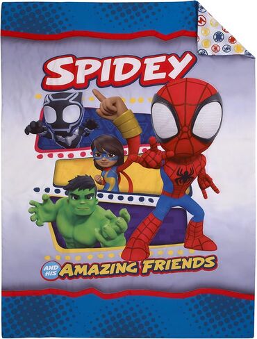 Marvel Spidey and His Amazing Friends 4 Piece Toddler Bed Set Comforter | Fitted Bottom Sheet, Flat Top Sheet, Reversible Pillowcase in Kuwait