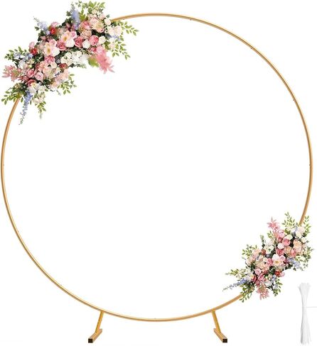Chamvis Metal Round Balloon Arch Kit, 7.2ft (2.2m) Golden Round Arch Stand Kit: Garden Plants Vines Climbing Frame for Wedding Birthday Photo Background Party Supplies Decorations in Kuwait