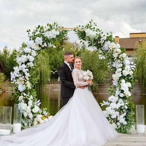 Chamvis Metal Round Balloon Arch Kit, 7.2ft (2.2m) Golden Round Arch Stand Kit: Garden Plants Vines Climbing Frame for Wedding Birthday Photo Background Party Supplies Decorations in Kuwait
