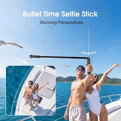 Selfie Stick Tripod Bullet Time Handle for Insta360 X5/X4, for DJI OSMO 360 Action 6/5 Pro, for GoPro Hero 13 Max 2, 50" Invisible Stick, Portable Lightweight Camera Tripod Stand with 1/4" Screw in Kuwait