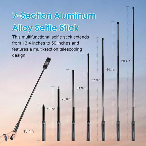 Selfie Stick Tripod Bullet Time Handle for Insta360 X5/X4, for DJI OSMO 360 Action 6/5 Pro, for GoPro Hero 13 Max 2, 50" Invisible Stick, Portable Lightweight Camera Tripod Stand with 1/4" Screw in Kuwait