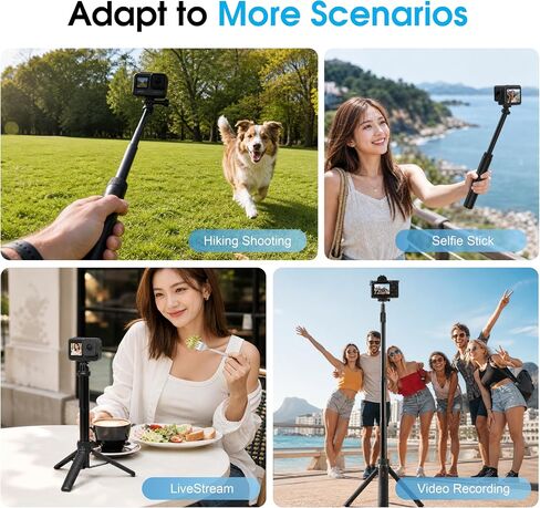 Selfie Stick Tripod Bullet Time Handle for Insta360 X5/X4, for DJI OSMO 360 Action 6/5 Pro, for GoPro Hero 13 Max 2, 50" Invisible Stick, Portable Lightweight Camera Tripod Stand with 1/4" Screw in Kuwait