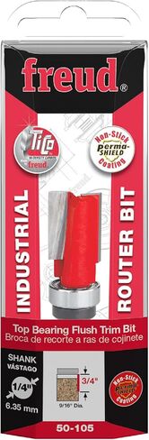 Freud 50-105: 9/16" (dia.) Top Bearing Flush Trim Bit with 1/4" shank, 3/4" carbide height in Kuwait