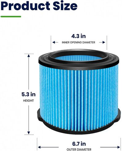 VF3500& VF3700 Filter Replacement for Ridgid 4 Gallon Shop Vaccum, 26643 Fine Dust Filter for 3/4/4.5 Gallon Wet Dry Portable Vacuums, Replaces WD40700, WD30500-2 Pack in Kuwait