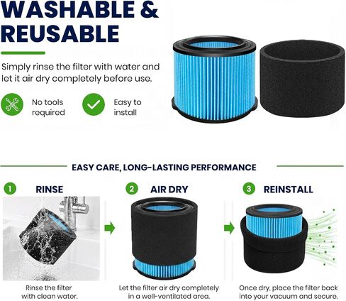 VF3500& VF3700 Filter Replacement for Ridgid 4 Gallon Shop Vaccum, 26643 Fine Dust Filter for 3/4/4.5 Gallon Wet Dry Portable Vacuums, Replaces WD40700, WD30500-2 Pack in Kuwait