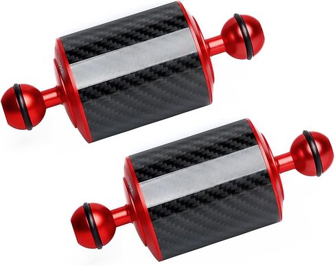 Red 12" Carbon Fiber Underwater Float Arm (2-Pack) - Ultralight Dual 1" Ball Buoyancy System for Diving Tray Video Lights & Strobes in Kuwait