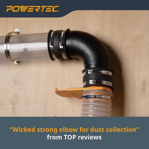 POWERTEC 70105-P2 4 In. 90 Degree Elbow - ABS Plastic Right Angle Dust Collector Connector in Kuwait