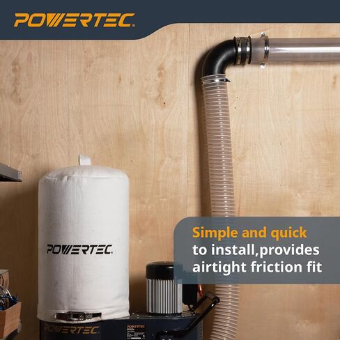 POWERTEC 70105-P2 4 In. 90 Degree Elbow - ABS Plastic Right Angle Dust Collector Connector in Kuwait
