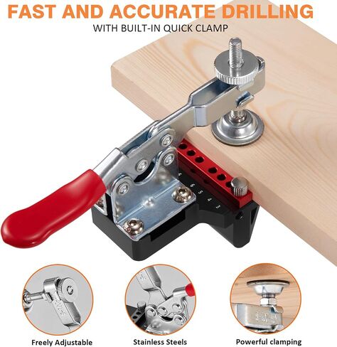 Door Concealed Hinge Jig with Quick Clamp, 35mm Cabinet Door Concealed Hinge Hole Drill Jig with Adjustable Edge Distance, Easy for Cabinet Door Install and DIY Woodworking in Kuwait