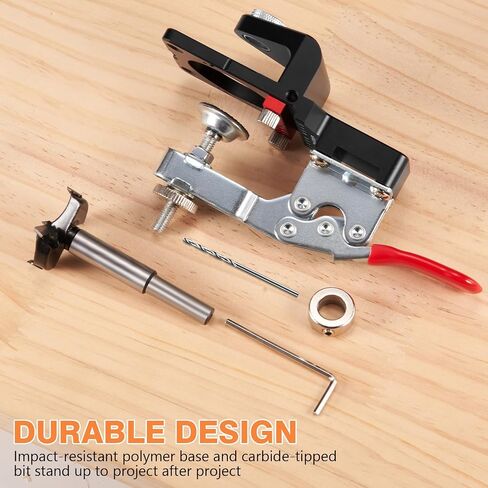 Door Concealed Hinge Jig with Quick Clamp, 35mm Cabinet Door Concealed Hinge Hole Drill Jig with Adjustable Edge Distance, Easy for Cabinet Door Install and DIY Woodworking in Kuwait