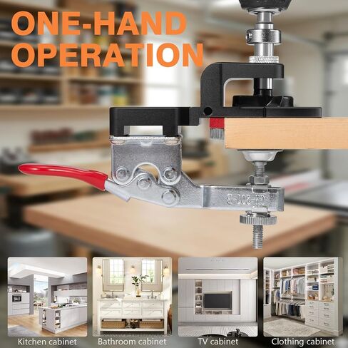 Door Concealed Hinge Jig with Quick Clamp, 35mm Cabinet Door Concealed Hinge Hole Drill Jig with Adjustable Edge Distance, Easy for Cabinet Door Install and DIY Woodworking in Kuwait