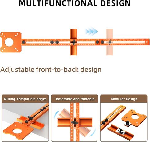 Imbot Router Circle Cutting Jig Adjustable Woodworking Cabinet Hardware | 4-in-1 Router Jig: Circle Cut, Arc Route, Mill Groove & Guide Bushing. 7–48 Range. Laser Scale. Aluminum in Kuwait