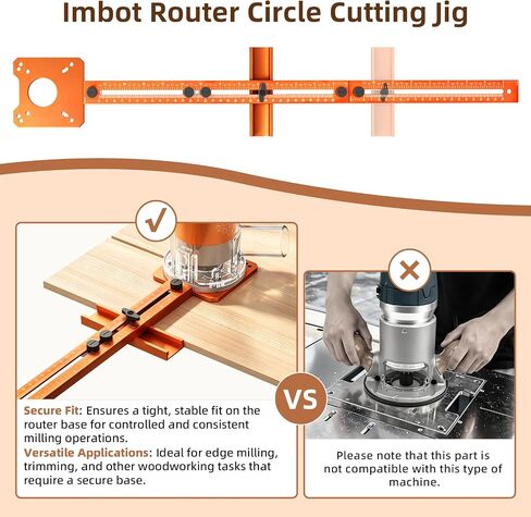 Imbot Router Circle Cutting Jig Adjustable Woodworking Cabinet Hardware | 4-in-1 Router Jig: Circle Cut, Arc Route, Mill Groove & Guide Bushing. 7–48 Range. Laser Scale. Aluminum in Kuwait