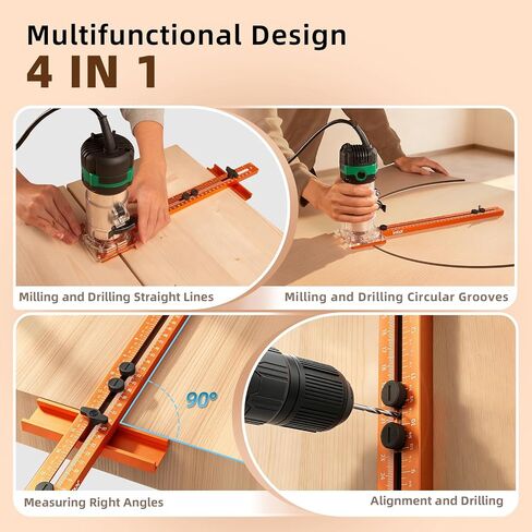 Imbot Router Circle Cutting Jig Adjustable Woodworking Cabinet Hardware | 4-in-1 Router Jig: Circle Cut, Arc Route, Mill Groove & Guide Bushing. 7–48 Range. Laser Scale. Aluminum in Kuwait