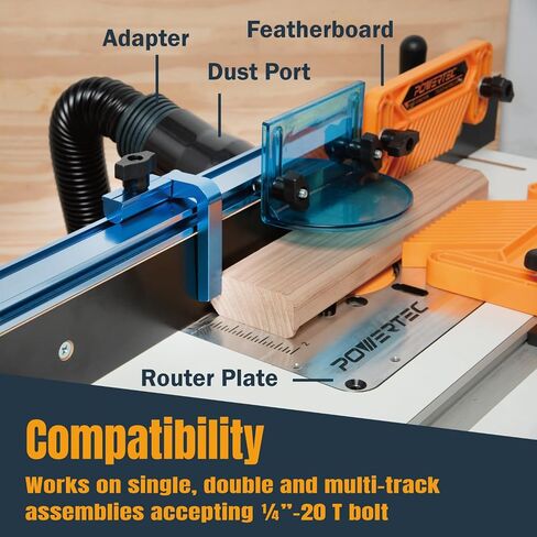 POWERTEC 3" Fence Flip Stop, Patent Pending Curved-Based T Track Stop for Miter Saw, Table Saw, Drill Press, Router Table, Miter Gauge, T Track Accessories with T Bolt for Woodworking (72041) in Kuwait