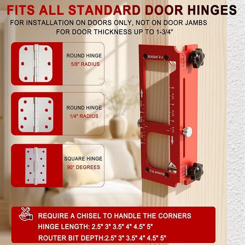 Door Hinge Jig Lock Kit, Aluminum Router Template for Hinge & Door Drilling | 6061 Aluminum Alloy,Anti-Slip Silicone Pads,Built-In Depth Gauge, for 2.5"-5" Hinges,Square & Round Corner, Deadbolt & Knob in Kuwait