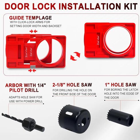 Door Hinge Jig Lock Kit, Aluminum Router Template for Hinge & Door Drilling | 6061 Aluminum Alloy,Anti-Slip Silicone Pads,Built-In Depth Gauge, for 2.5"-5" Hinges,Square & Round Corner, Deadbolt & Knob in Kuwait