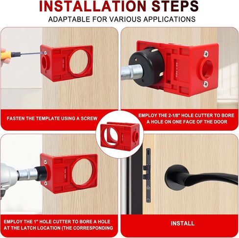 Door Hinge Jig Lock Kit, Aluminum Router Template for Hinge & Door Drilling | 6061 Aluminum Alloy,Anti-Slip Silicone Pads,Built-In Depth Gauge, for 2.5"-5" Hinges,Square & Round Corner, Deadbolt & Knob in Kuwait
