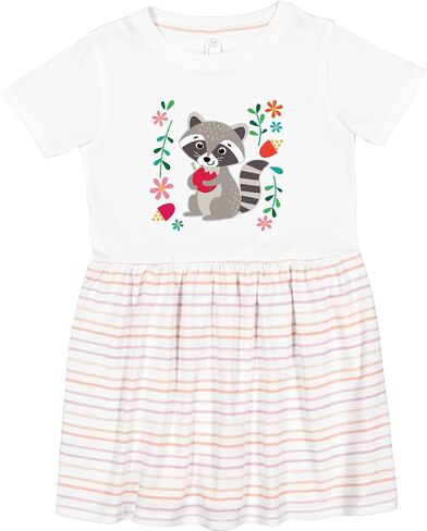 inktastic Woodland Raccoon Spring Flowers Toddler Dress in Kuwait