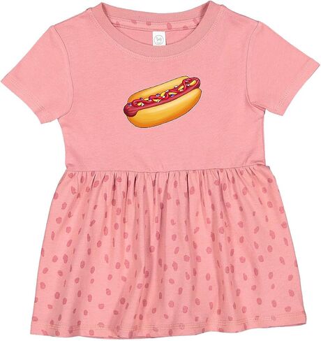 inktastic Hot Dog Illustration with Mustard Onions and Ketchup Infant Dress in Kuwait