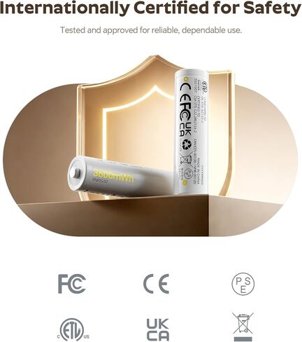 imuto High Capacity Battery & Charger Set: Smart Fast Charger with 10x AA (3600mWh) and 4X AAA (1300mWh) 1.5V Constant Output Li-ion Batteries (2500+ Cycles) in Kuwait