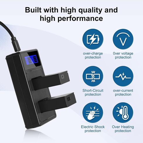 LP-E17 Battery and LCD Dual Charger Set, for Canon EOS R100 R50 R10 R8 RP,Rebel T8i, T7i, T6i, T6s, SL3,SL2, EOS M3, M5, M6, (2 Batteries+Charge) in Kuwait