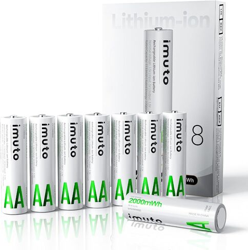 imuto Rechargeable AA Batteries with Charger, 3000mWh aa Lithium 16 Pack | 1.5V 2A Constant Output, 2500+ Recharge Cycles, 8-Slot Charging & Storage Case, 2.5H Fast Charging, CBPI Leak Protection in Saudi Arabia