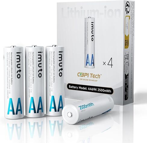 imuto Rechargeable AA Batteries with Charger, 3000mWh aa Lithium 16 Pack | 1.5V 2A Constant Output, 2500+ Recharge Cycles, 8-Slot Charging & Storage Case, 2.5H Fast Charging, CBPI Leak Protection in Saudi Arabia