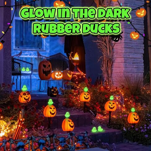 Deekin 200 Pcs 2 Inch Glow in The Dark Rubber Ducks Bulk Green Squeaky Summer Light up Ducks Floating Bathtub Toy for Bath Bathtub Baby Shower Summer Pool Birthday Party Favors Supplies in Kuwait