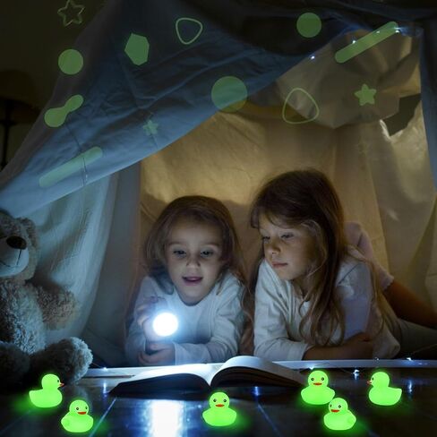Deekin 200 Pcs 2 Inch Glow in The Dark Rubber Ducks Bulk Green Squeaky Summer Light up Ducks Floating Bathtub Toy for Bath Bathtub Baby Shower Summer Pool Birthday Party Favors Supplies in Kuwait