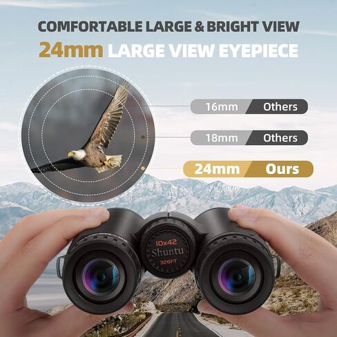 Premium ED HD Binoculars 10x42 for Adults, Waterproof & Fogproof with Magnesium Alloy Body, BAK4 Prism - High Power Binoculars for Bird Watching, Hunting, Travel & Outdoor Sports, Compact in Kuwait