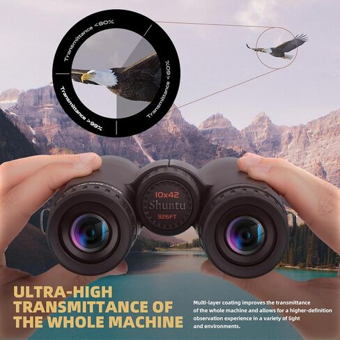 Premium ED HD Binoculars 10x42 for Adults, Waterproof & Fogproof with Magnesium Alloy Body, BAK4 Prism - High Power Binoculars for Bird Watching, Hunting, Travel & Outdoor Sports, Compact in Kuwait