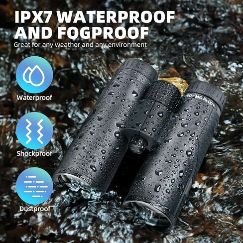 Premium ED HD Binoculars 10x42 for Adults, Waterproof & Fogproof with Magnesium Alloy Body, BAK4 Prism - High Power Binoculars for Bird Watching, Hunting, Travel & Outdoor Sports, Compact in Kuwait