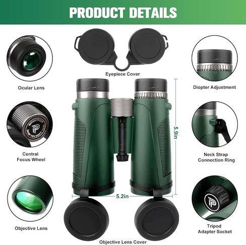 Monocular 12x42 Roof Prism Binoculars for Adults -Monoculars for Adults High Power with BAK4 Prism & FMC Lens, Suitable for Bird Watching Hunting Hiking Camping in Kuwait