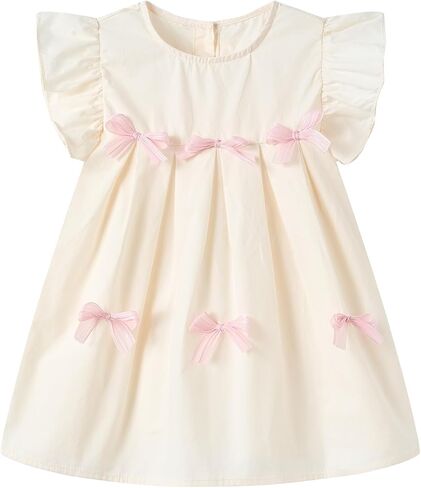 Baby Girls Bow Dress Summer Princess Sundress Ruffle Sleeves in Kuwait