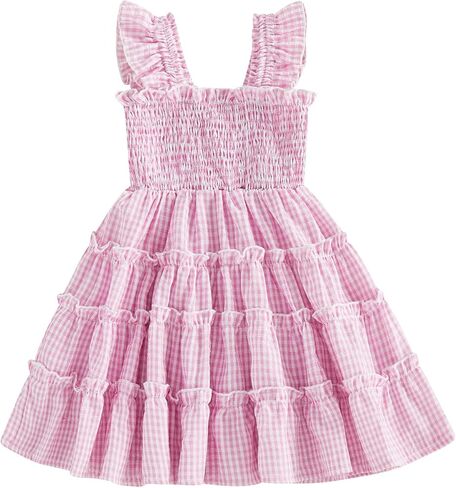 Toddler Baby Girl Dresses Summer Clothes Linen Sleeveless Boho Dress Ruffle Smocked A Line Dress Beach Sundress in Kuwait
