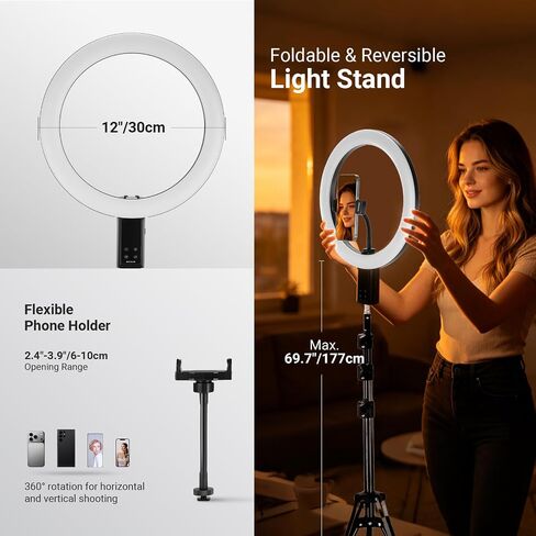 NEEWER 18" Ring Light, Wireless Professional Edge Lit Lighting with Tripod Stand, 45W 2900K-7000K CRI97+, 14.4V 3500mAh Battery, Phone Selfie Video Makeup Studio Streaming Photography, RB18B in Saudi Arabia