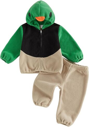 PUHHAPIEY Toddler Baby Boy Fleece Bear Outfit Warm Fall Winter 3Pcs Clothes | 6 9 12 18 24 Month 2T 3T Boy Clothes, Fleece Lined Pant and Zipper Hooded Vest, Bear Striped Sweatshirt, Fall Winter Outwear in Kuwait
