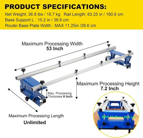 Router Sled, 64 Inches, Trimming Planing Machine for Woodworking for Slabs, XYZ Axis Adjustable, Slab Flattening Jig w/Adjustable Knob, Slab Flattening Mil, Great for Home Improvement Projects in Kuwait