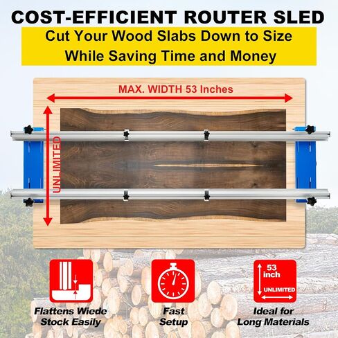 Router Sled, 64 Inches, Trimming Planing Machine for Woodworking for Slabs, XYZ Axis Adjustable, Slab Flattening Jig w/Adjustable Knob, Slab Flattening Mil, Great for Home Improvement Projects in Kuwait